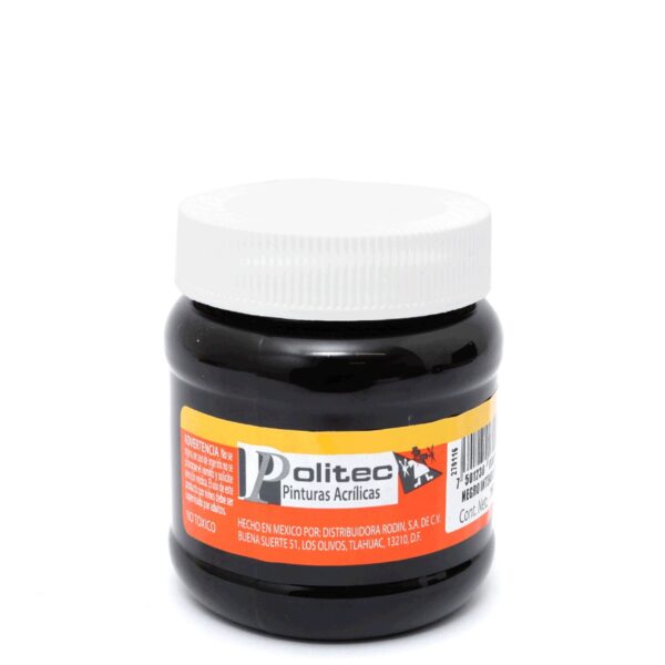 Pintura Acrílica Politec Color Negro Intenso 1 pieza de 250 ml