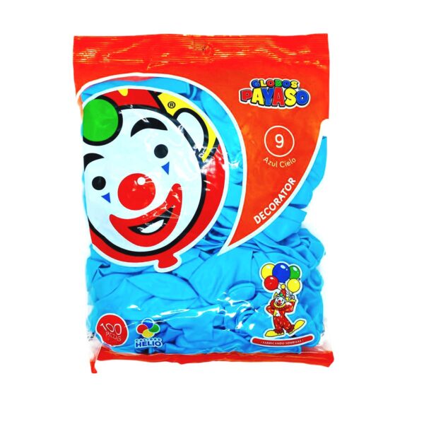 Globos Payaso Azul Cielo #9 C/100